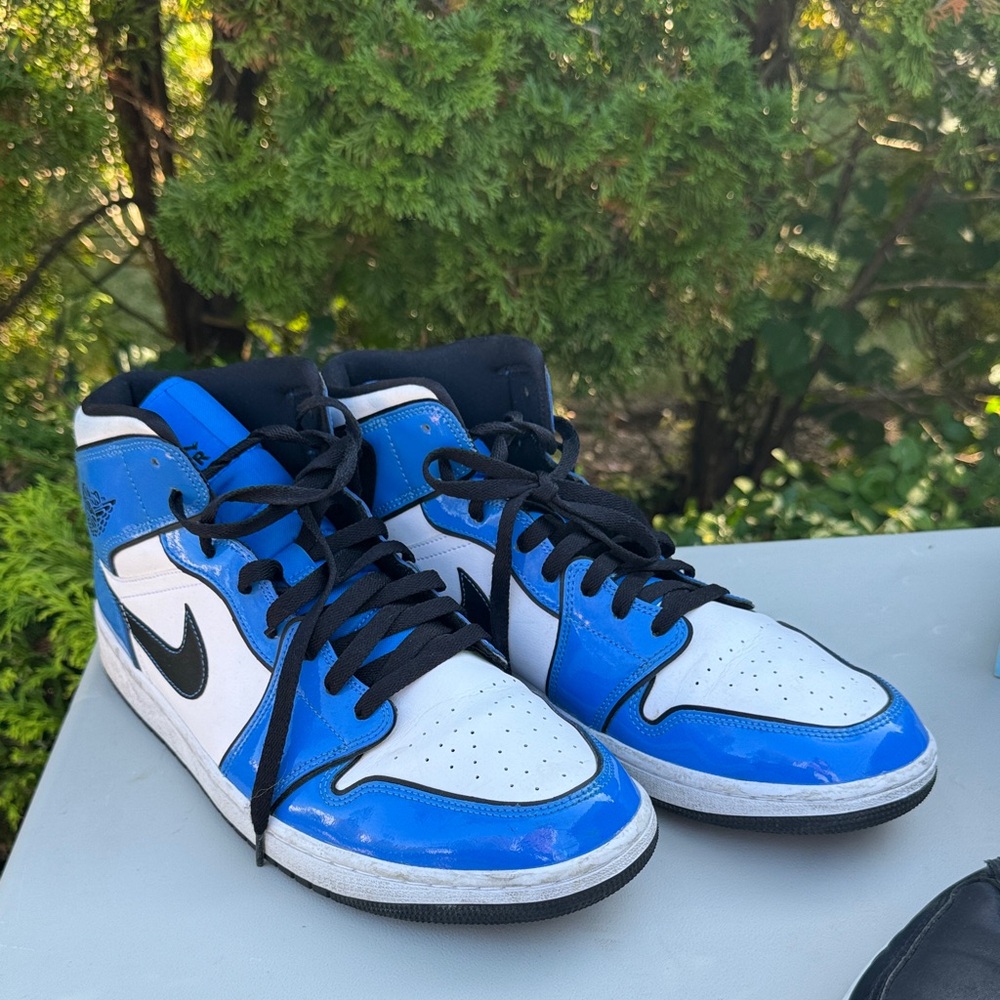 Air Jordan Nike Blue and White High-Top Sneakers